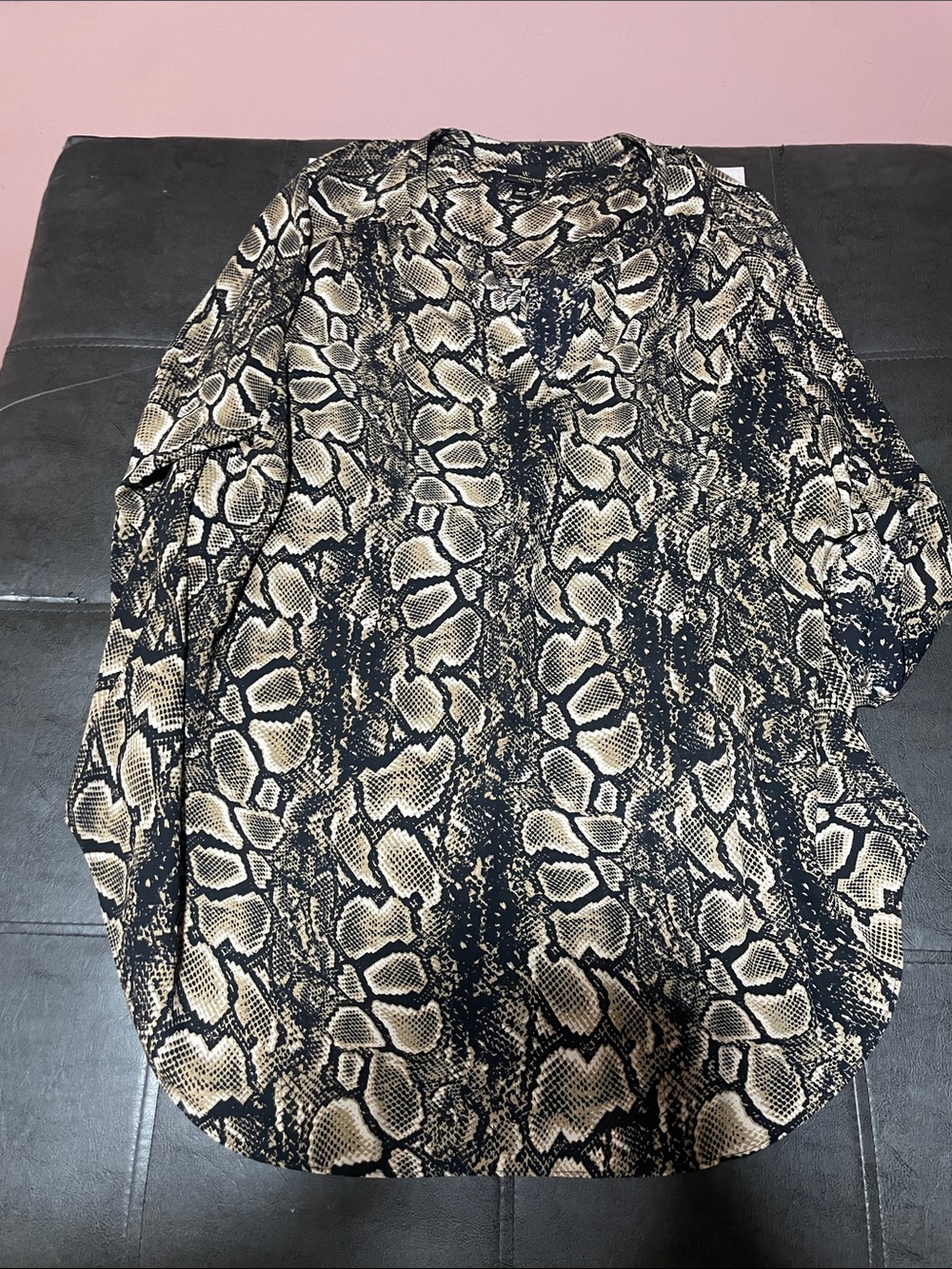 Worthington Snake-Print Top in Black and Cream